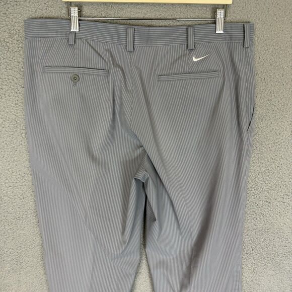 Nike Pants Men's 38x32 Grey Striped Golf Flat Front Performance Dri Fit - Picture 4 of 8